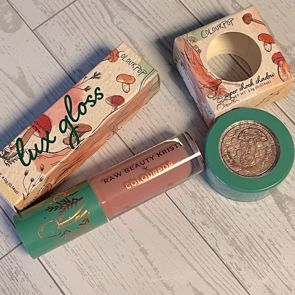 NIB RAW BEAUTY KRISTI X COLOURPOP Lux Gloss and Super Shock Shadow Bundle LE